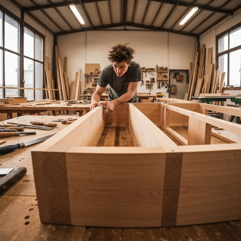 Custom sofa frame in workshop