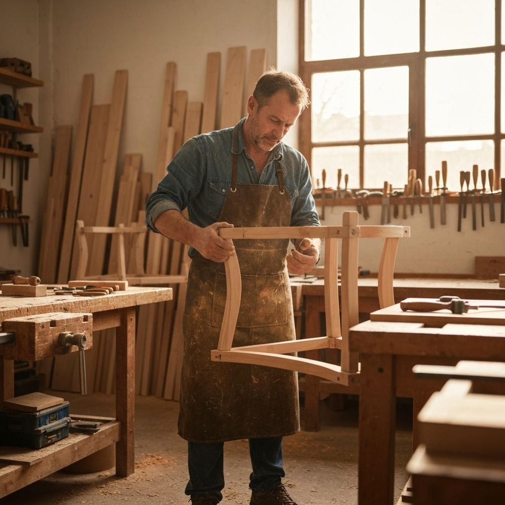 Craftsman at work in the Pilgrim Furnitures workshop