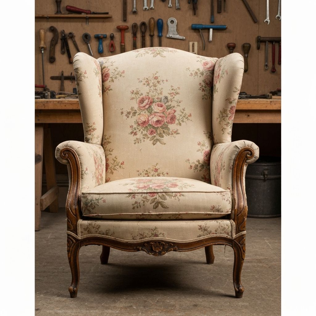 Antique Wingback Chair - Before